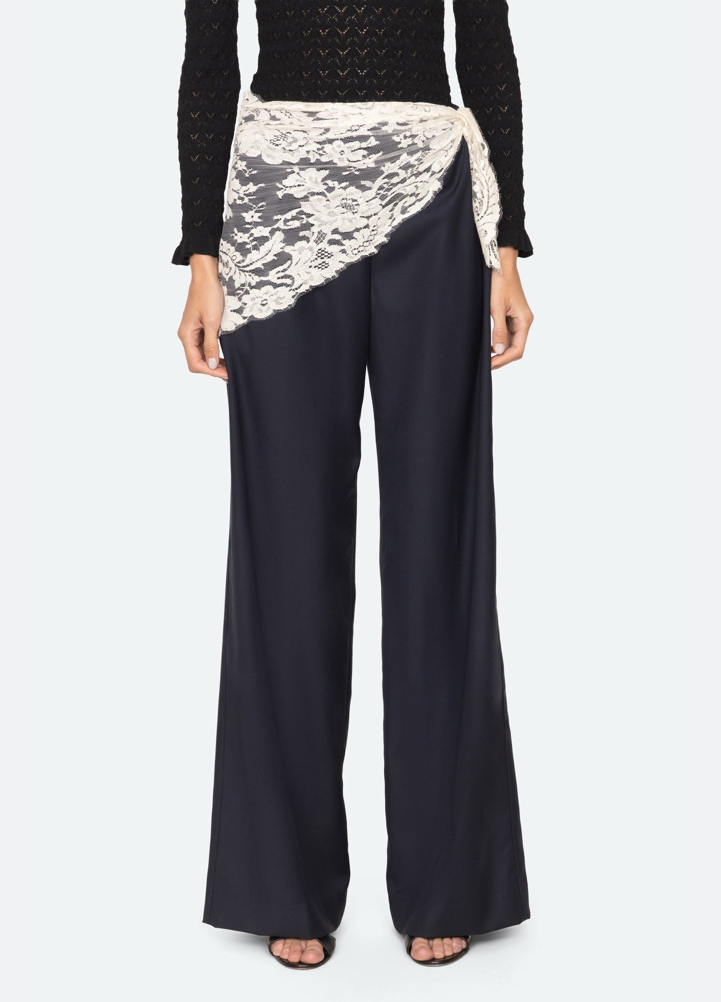 Sea Fiora Tropical Wool Pants in Navy
