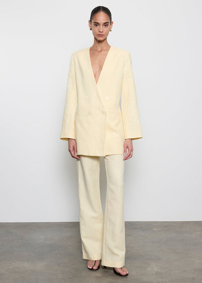 Enza Costa Linen Double Breasted Jacket in Flan