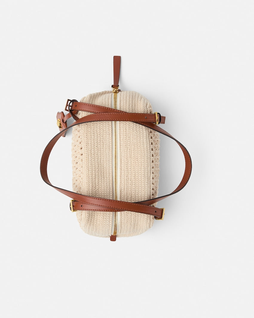 Versace Tag Raffia Bowling Bag