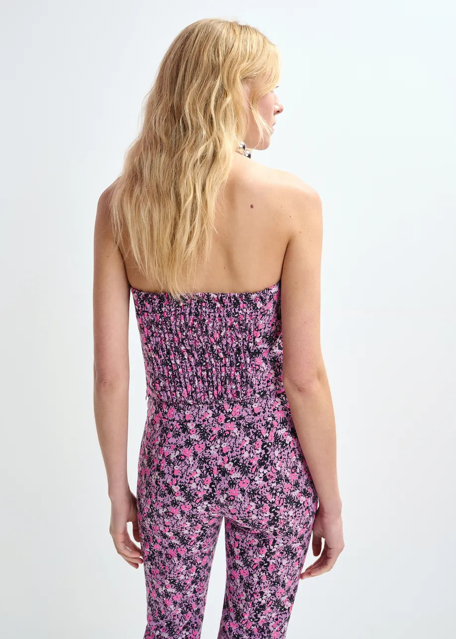 Essentiel Antwerp Purple, Pink and Black Bustier Top with Bow