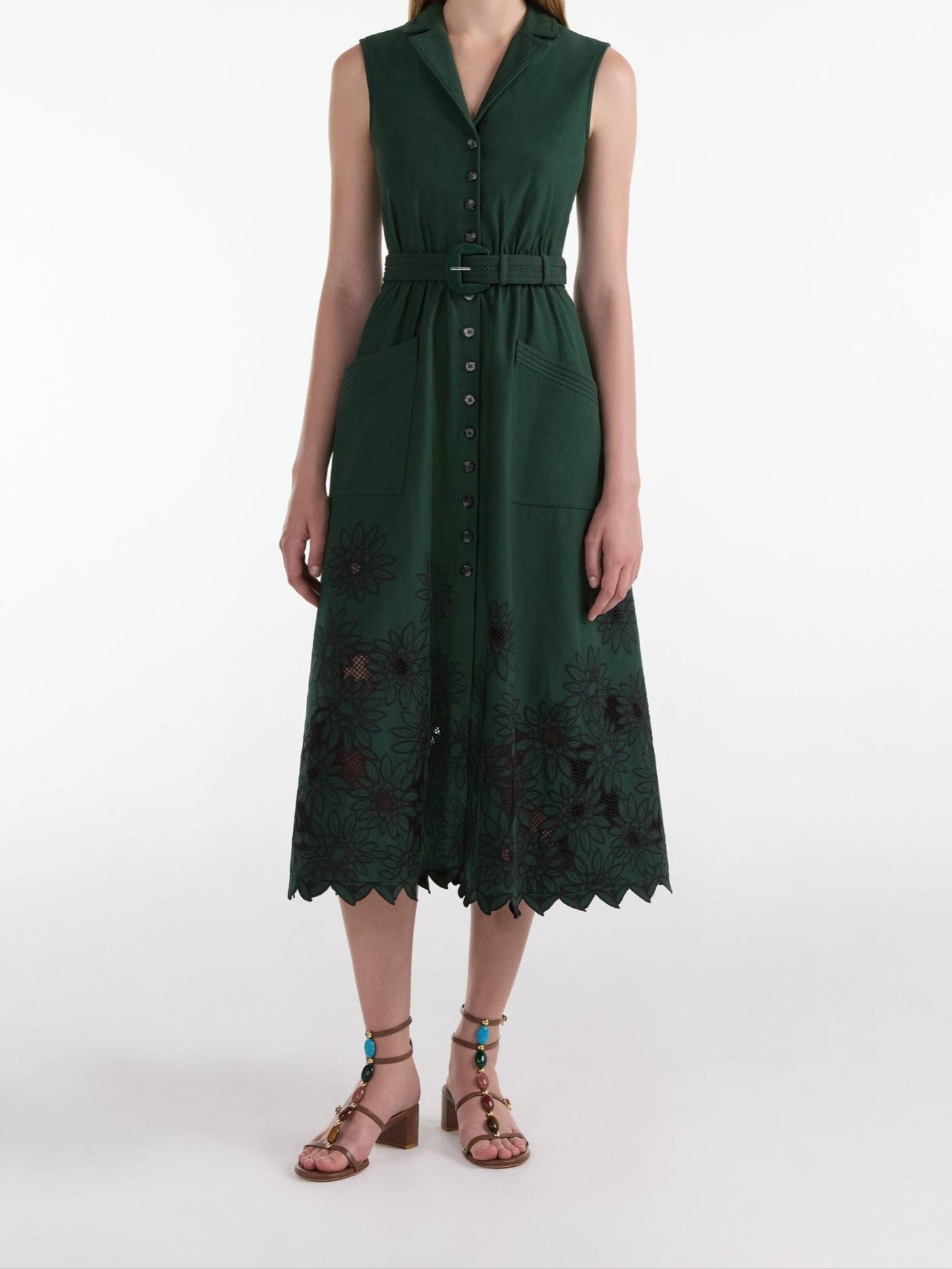 Saloni Kirat Dress in Pine Green Embroidery  Leigh's of Breton Village