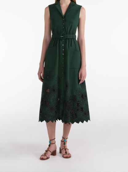 Saloni Kirat Dress in Pine Green Embroidery