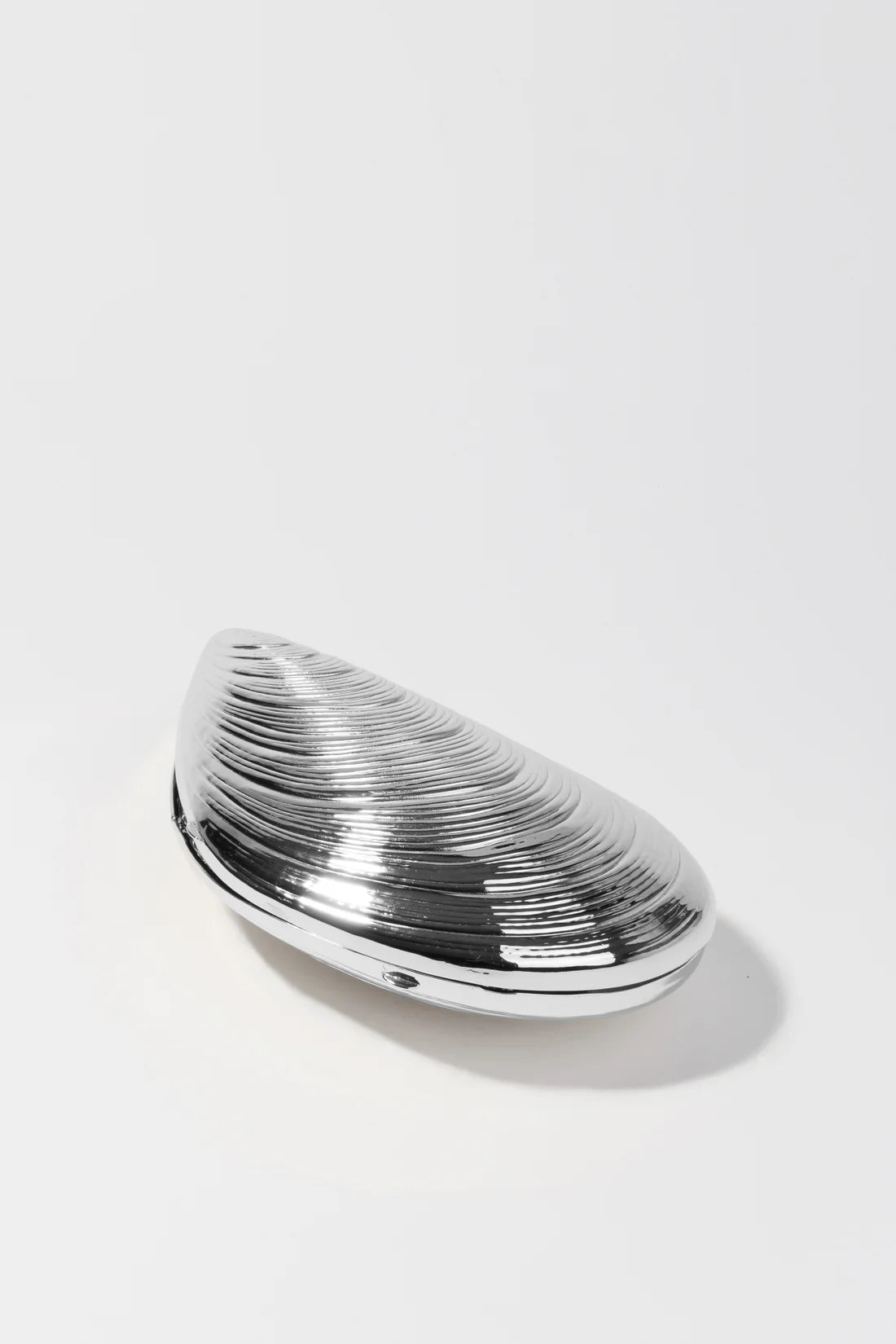 Simkhai Bridget Metal Oyster Clutch in Silver