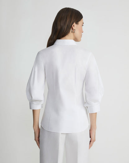 Lafayette 148 Balloon Sleeve Slim Blouse in White