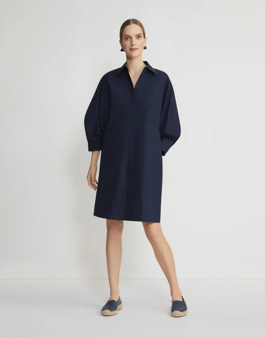 Lafayette 148 Lantern Sleeve Shirtdress in Ink
