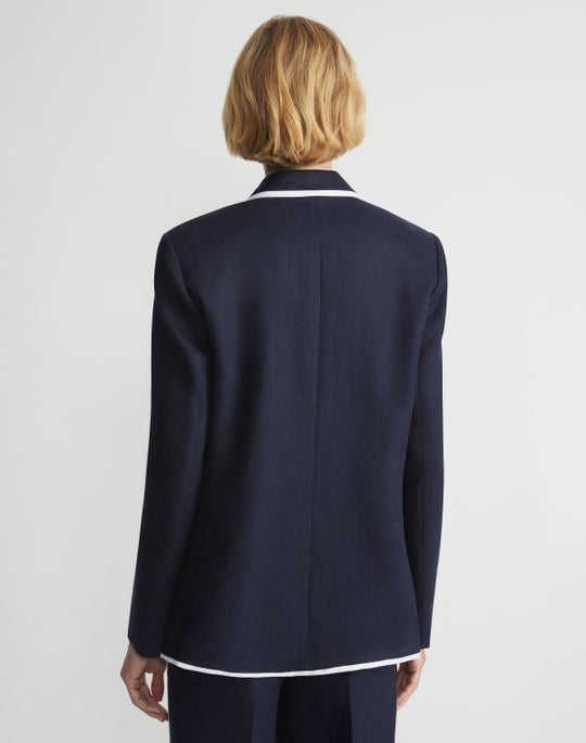 Lafayette 148 Blazer With Contrast Tipping in Ink