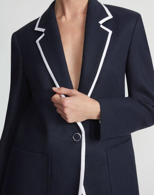 Lafayette 148 Blazer With Contrast Tipping in Ink