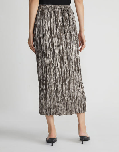 Lafayette 148 Pull-On Metallic Plissé Midi Skirt