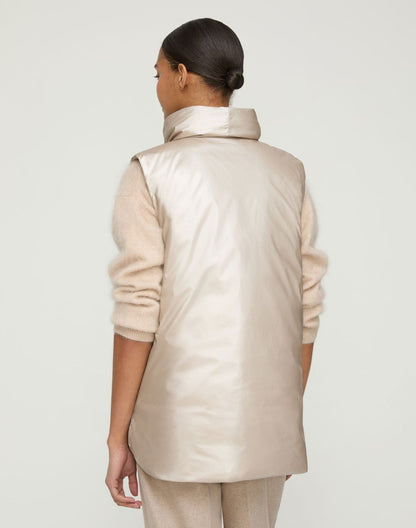 Lafayette 148 Reversible Shawl Collar Down Vest in Oyster