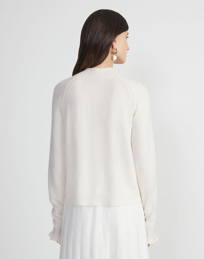 Lafayette 148 Hand-Beaded Pearlescent Trim Cardigan