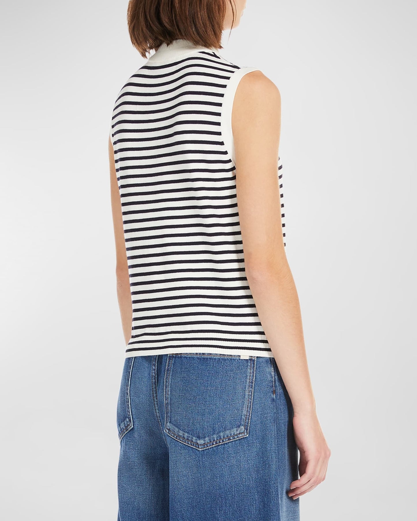 Weekend Max Mara Nazione Knit Tank in Navy Pinstripes