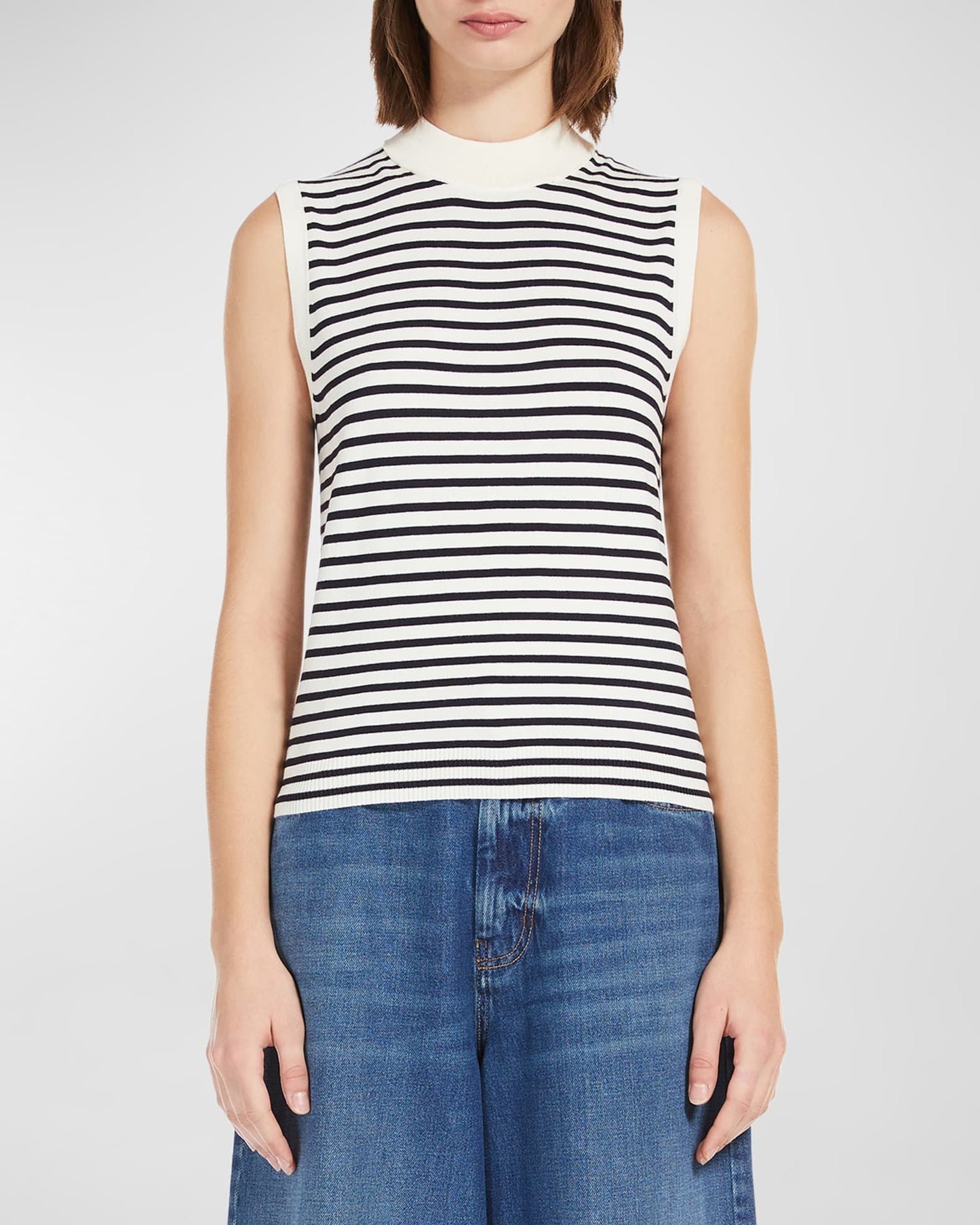 Weekend Max Mara Nazione Knit Tank in Navy Pinstripes