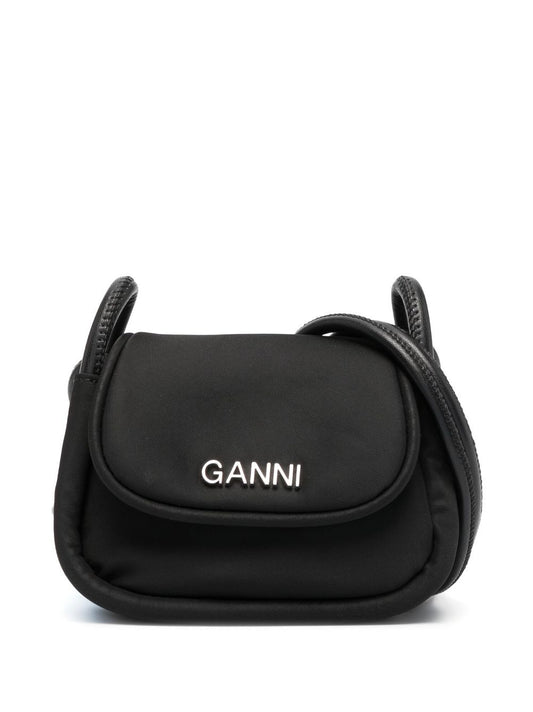 Ganni Knot Mini Flap Over Black Handbag