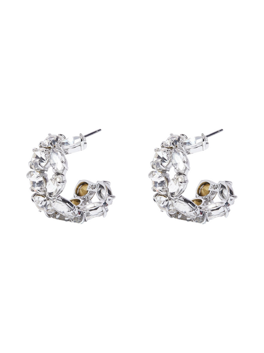 Lele Sadoughi April Diamond Double Row Hoop Earrings in Mixed Crystal