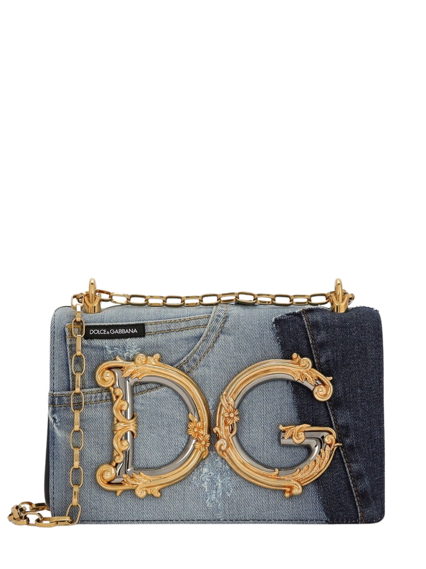 Dolce & Gabbana Girls Bag in Patchwork Denim and Plain Calfskin