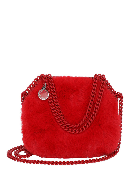 Stella McCartney Mini Faux Fur Shoulder Bag in Lipstick Red