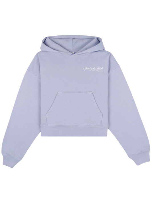 Sporty & Rich French Cropped Hoodie in Washed Periwinkle