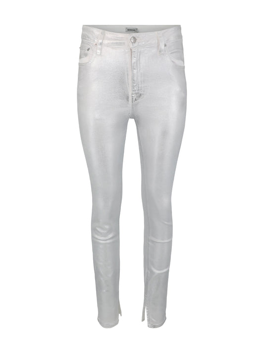 Simkhai Rae High-Rise  Ankle Skinny Jeans in Silver Foil