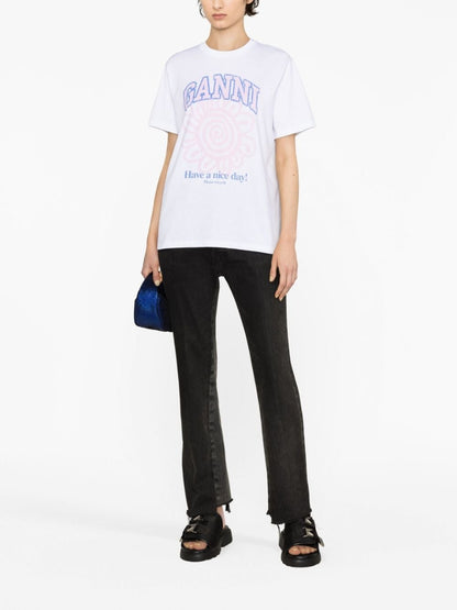Ganni Basic Jersey Flower Relaxed T-Shirt