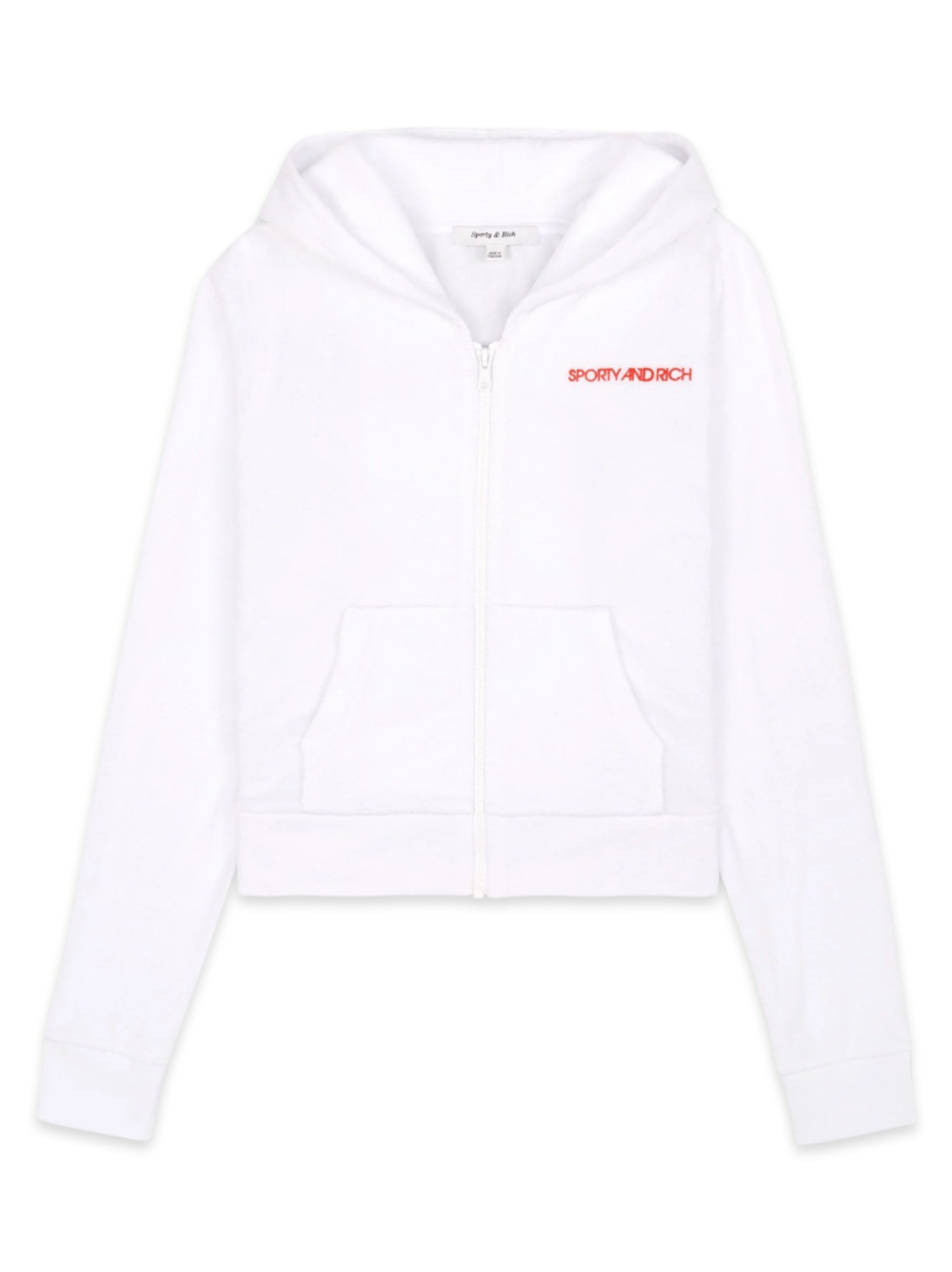 Sporty & Rich Disco Terry Zip Hoodie in White/Cerise