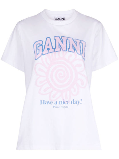 Ganni Basic Jersey Flower Relaxed T-Shirt