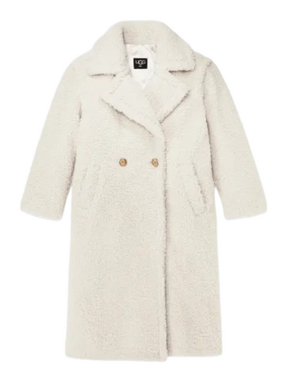 UGG Gertrude Long Teddy Coat in Winter White