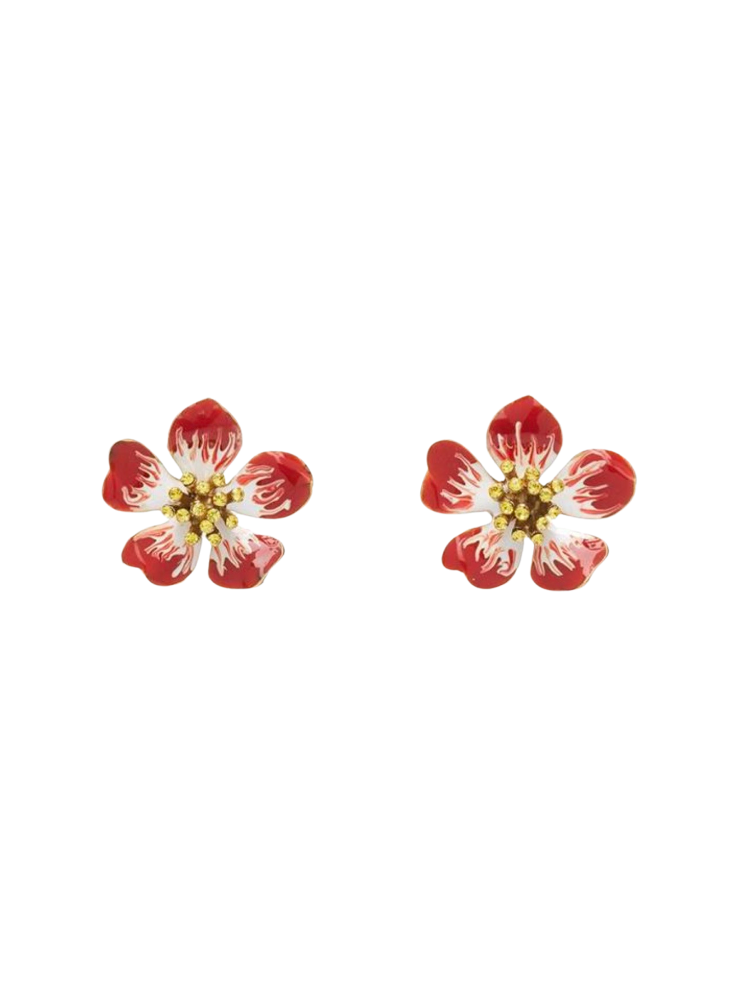 Oscar de la Renta Small Hand Painted Flower Earrings (More Colors)
