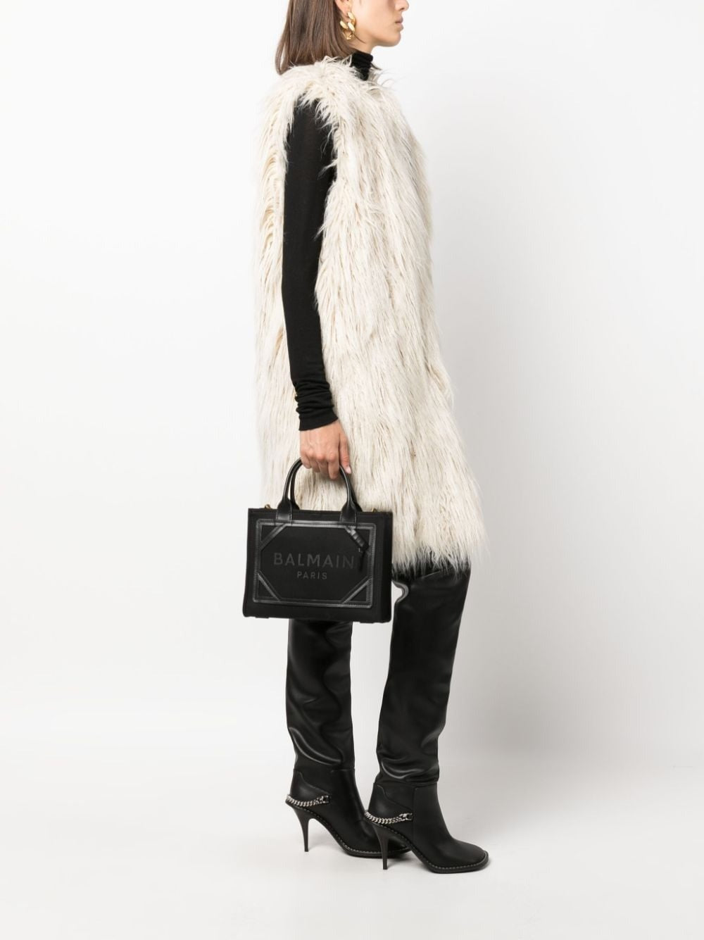 Anine Bing Leather-trimmed Faux Fur Tote