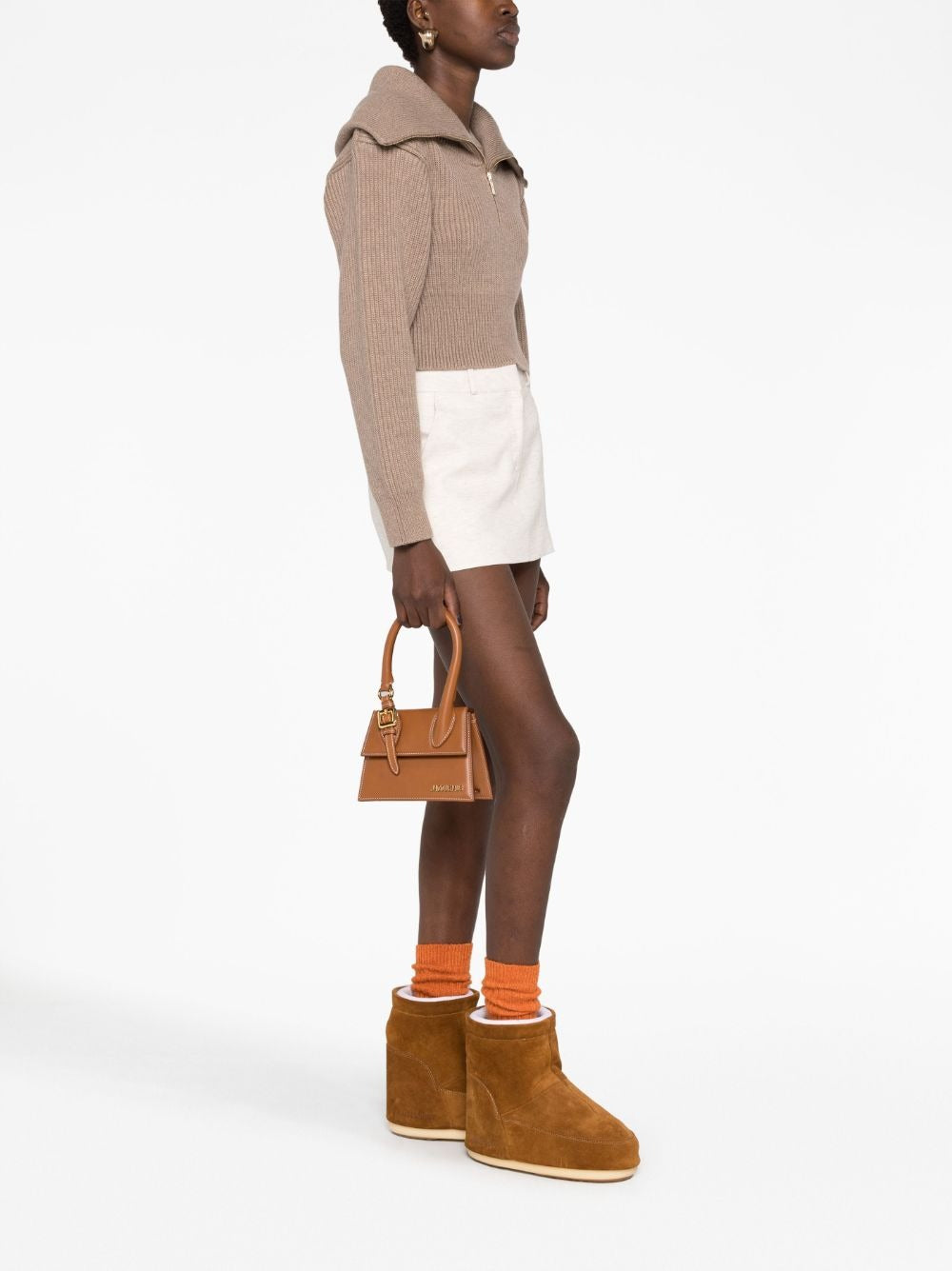 Le Chiquito Long Boucle Shoulder Bag in Brown - Jacquemus