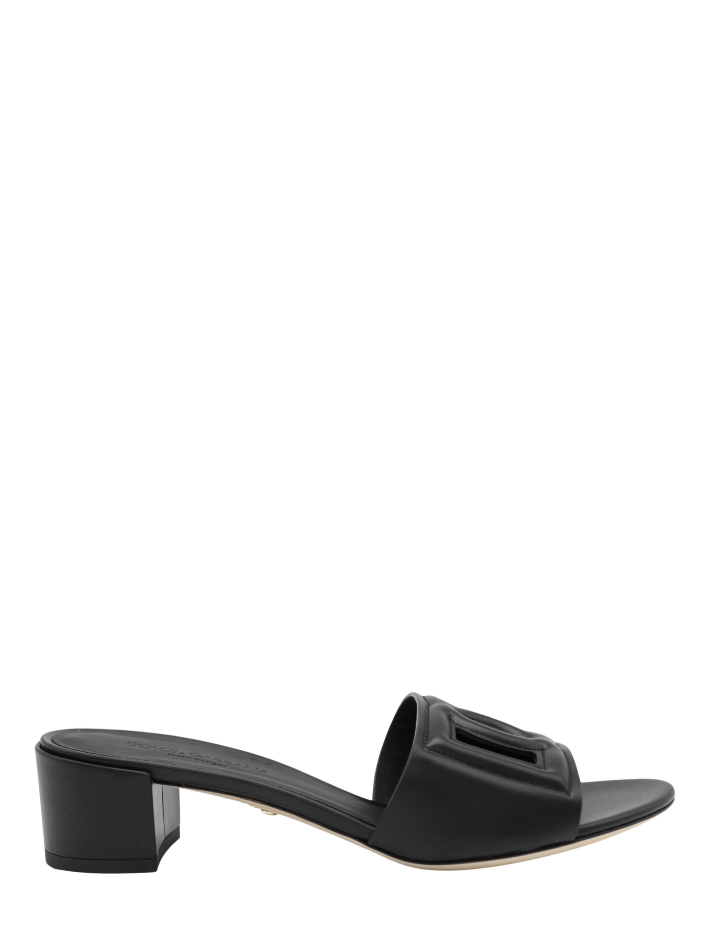 Dolce & Gabbana Formale Block Heel Silde Sandal in Black