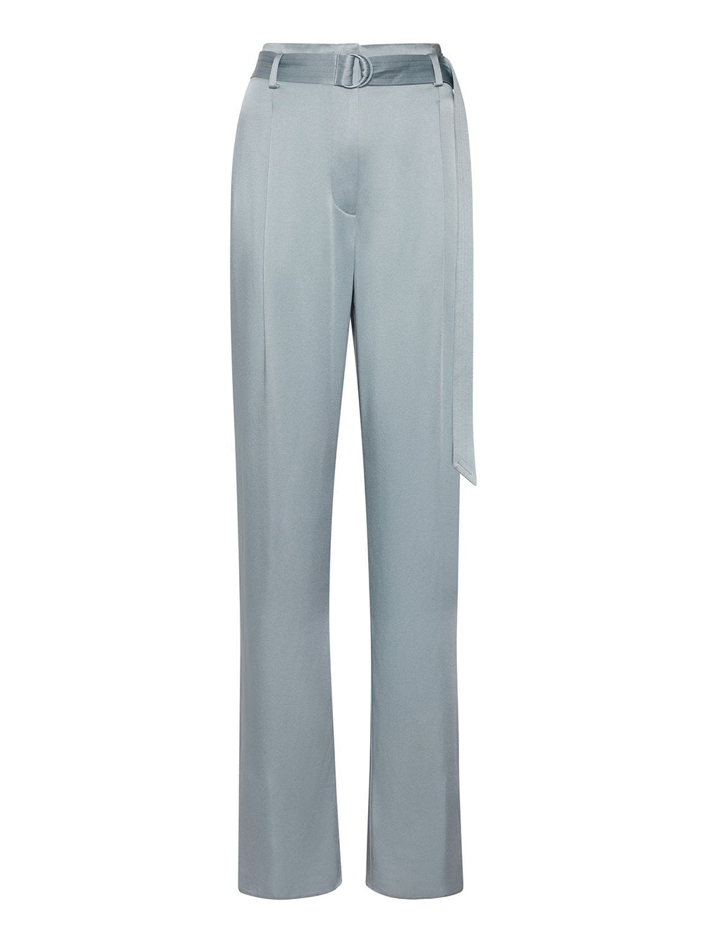 LaPointe Satin High-Waist Belted Pant in Dove