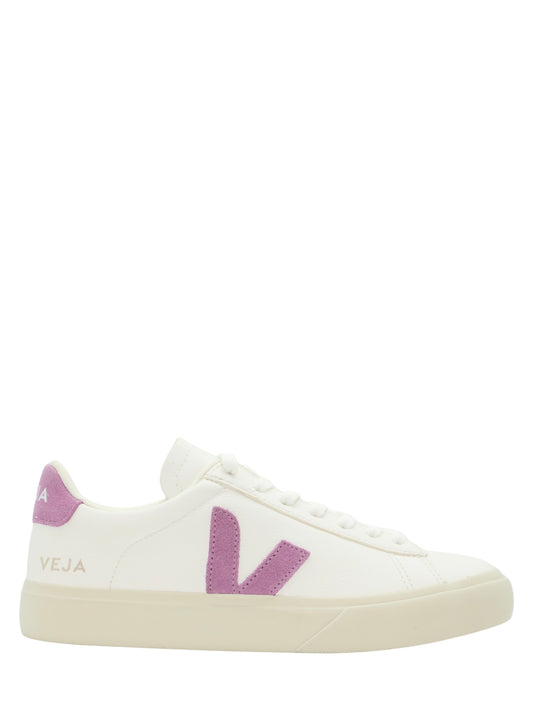 Veja Campo Chromefree Leather Sneaker in Extra-White/Mulberry