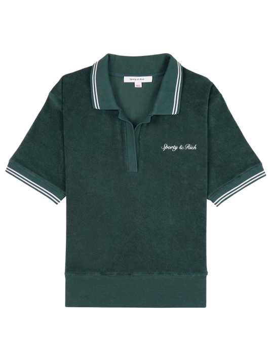 Sporty & Rich Syracuse Terry Polo in Forest