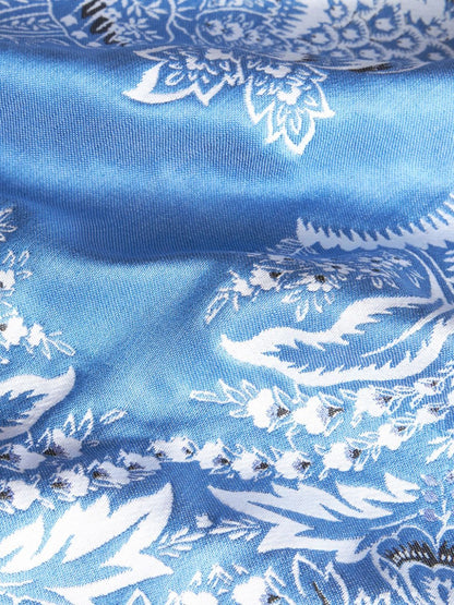 Etro Floral-Jacquard Draped Cape in Blue