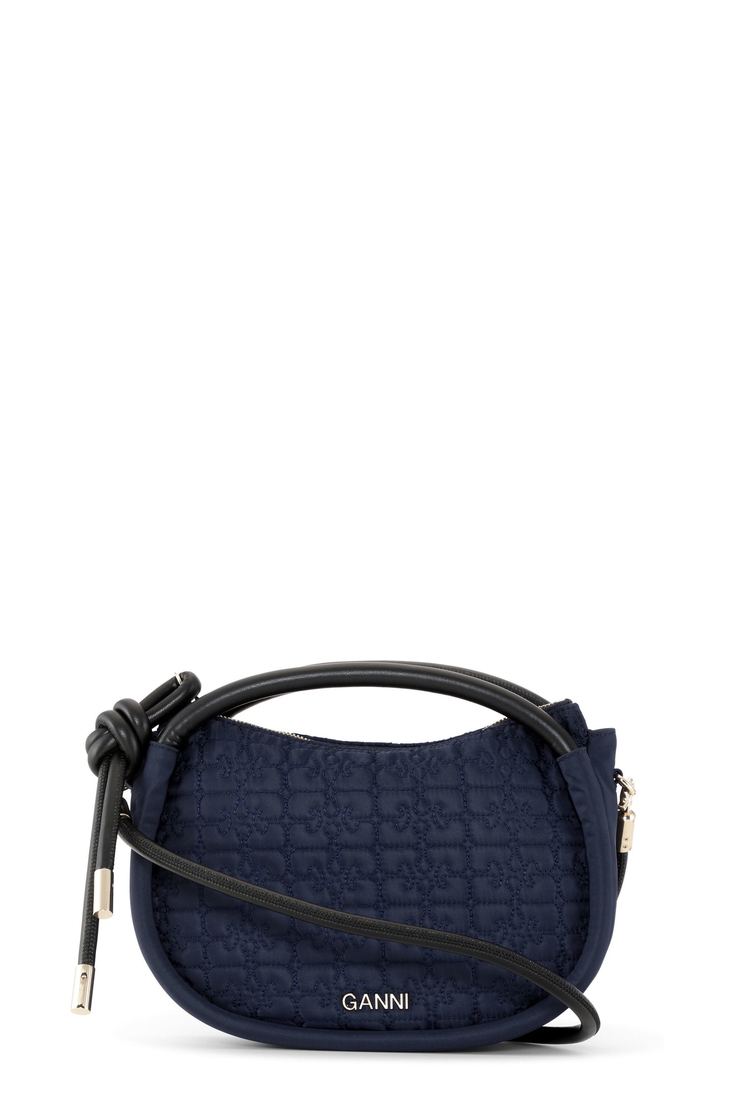 Ganni Knot Quilted Mini Bag in Sky Captain