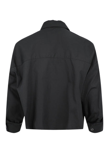 TWP The Ex Crop Ruffled Black Shirt