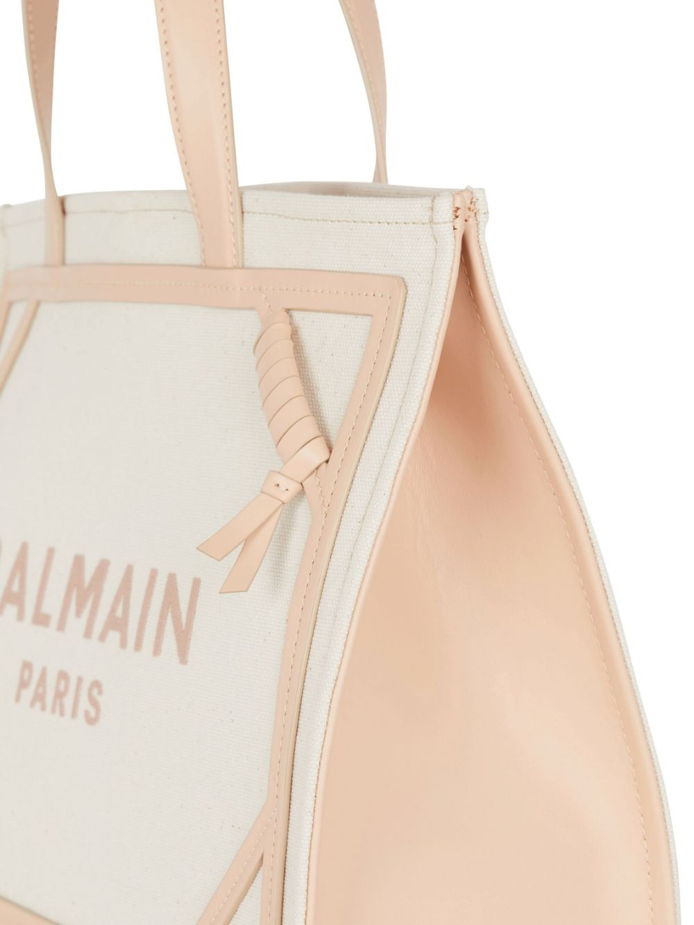 Balmain B-Army Shopper Medium Tote Bag in Creme/Nude Rose