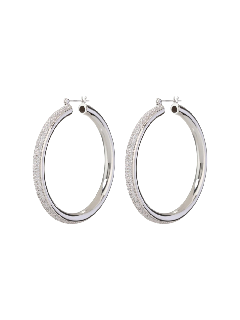 Luv AJ Pave Stripe Amalfi Hoop Earrings in Silver
