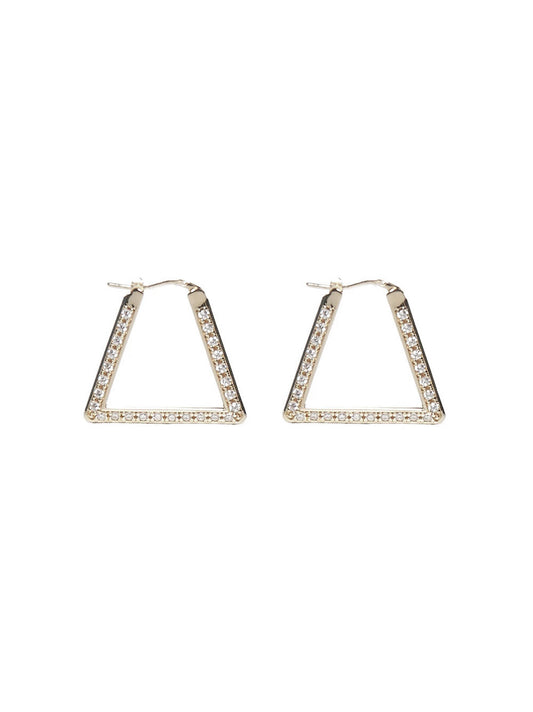 Bottega Veneta CZ Triangle Hoop Earrings in Silver