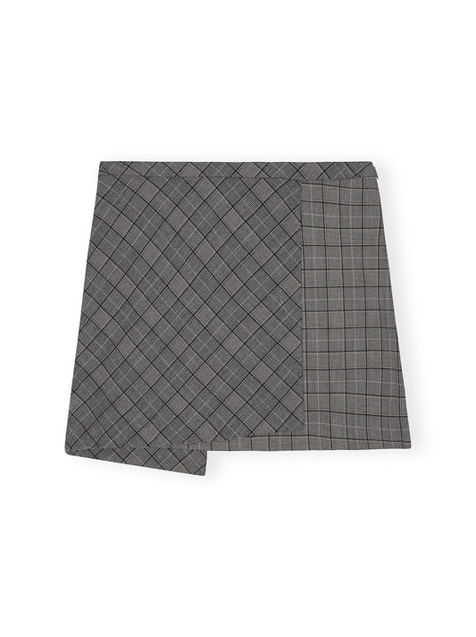 Ganni Check Mix Mini Skirt in Frost Gray