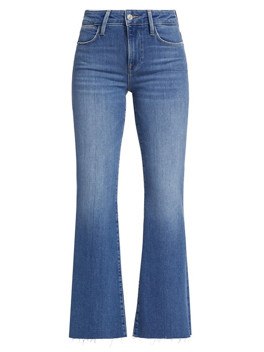 Frame Le Easy Flare Raw Fray Jeans in Drizzle