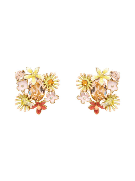 Oscar de la Renta Bloom Button Earrings in Topaz Multi