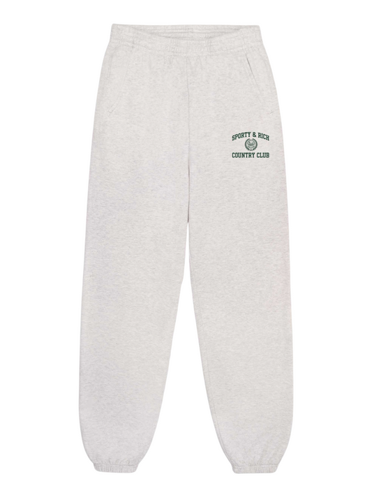 Sporty & Rich Varsity Crest Sweatpant in Heather Gray