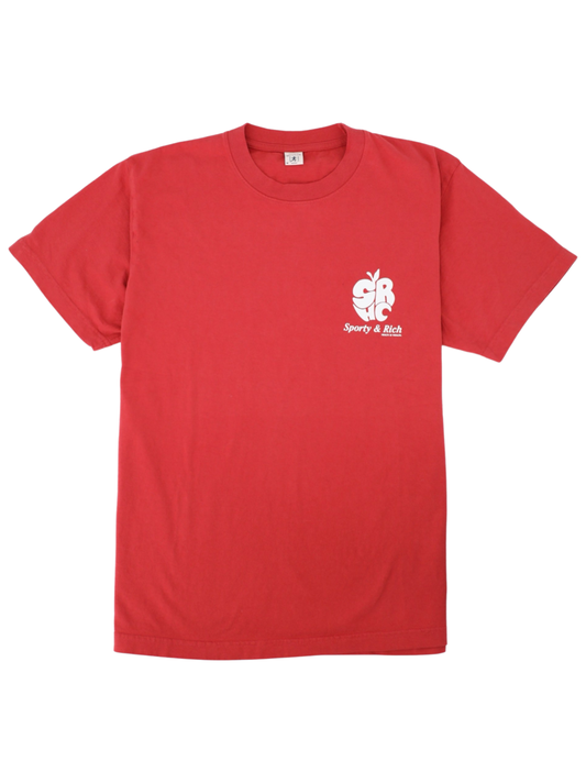 Sporty & Rich Apple T-Shirt in Red/White