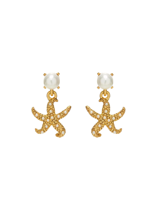 Oscar de la Renta Pearl Starfish Drop Earrings