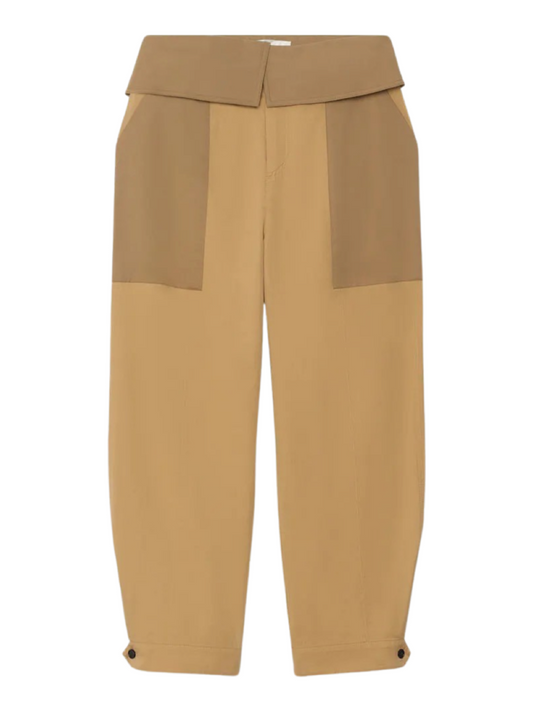 Frame Foldover Trouser in Light Tan Multi