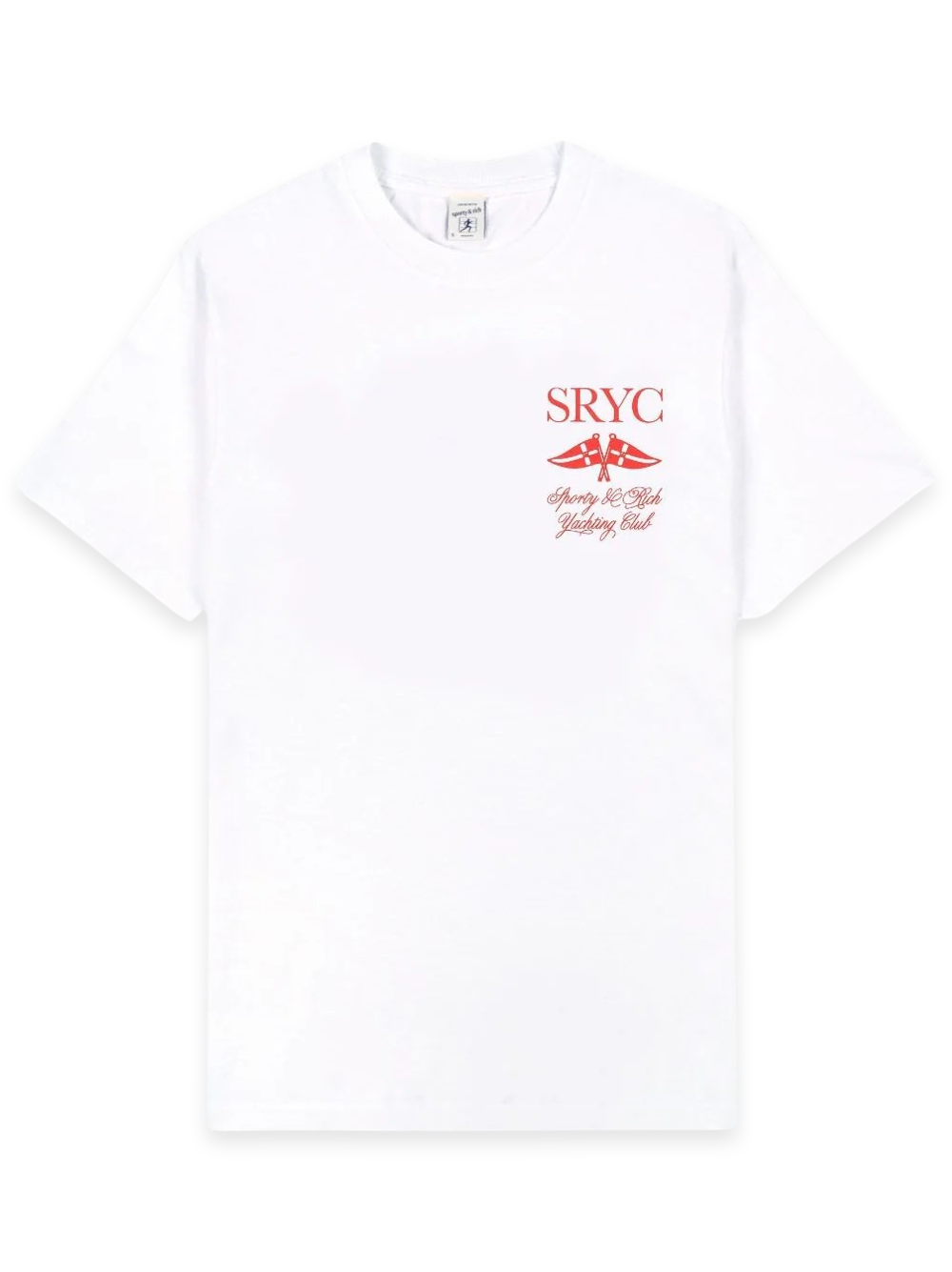 Sporty & Rich Yacht Club T-Shirt in White/Cerise