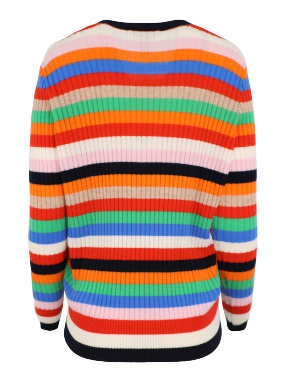 Autumn Cashmere Multi Stripe Rib Boyfriend Cardigan in Bright