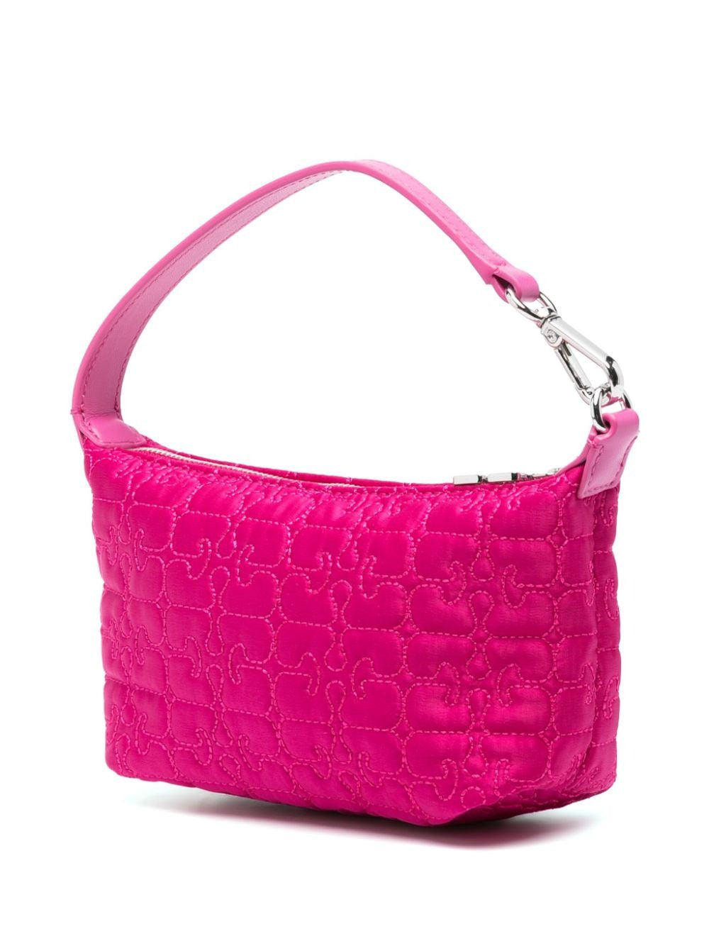 Ganni Butterfly Small Pouch Satin Handbag in Shocking Pink