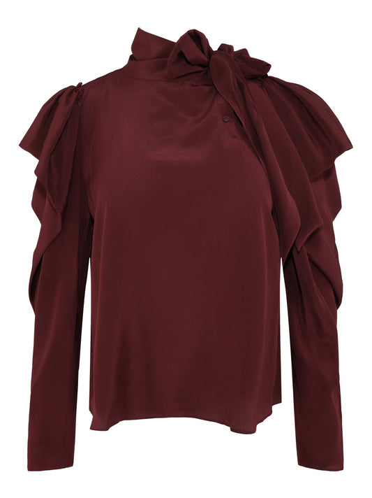 Ulla Johnson Brea Blouse in Mahogany Mah